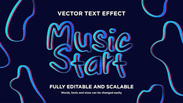 Vector music start text effect editable vector