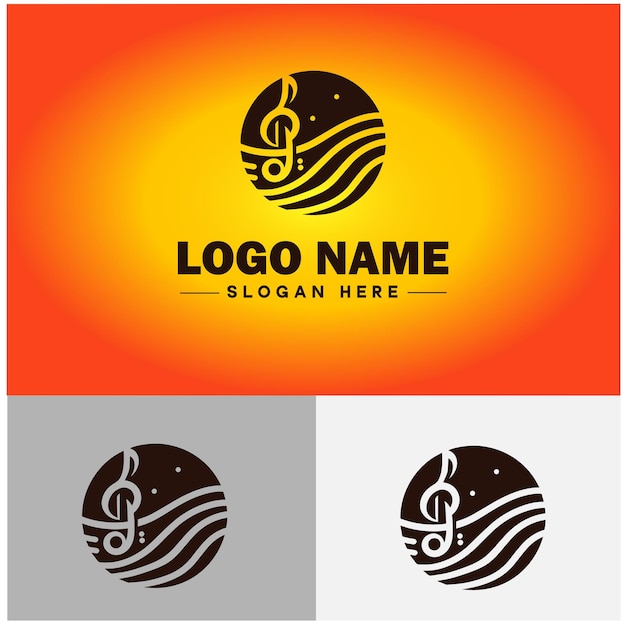 Music store icon Musical instrument store Music shop Record store flat logo sign symbol editable vector