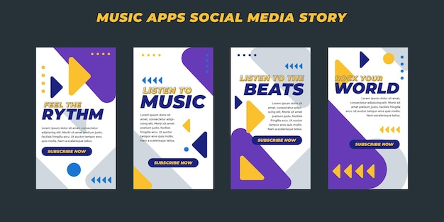 Music streaming app social media story set