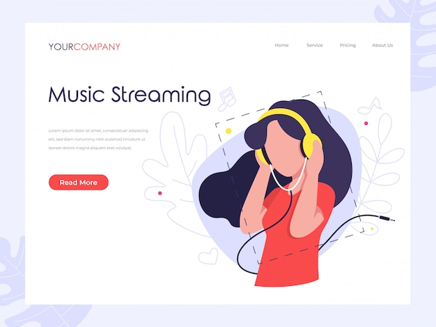 Music streaming landing page