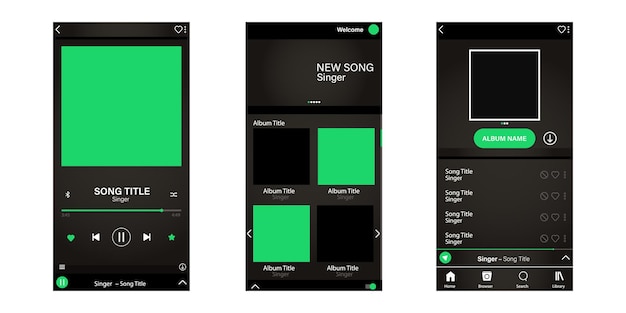 Music streaming player frame Music application frames template