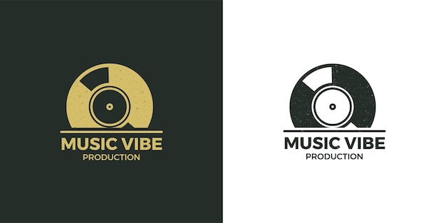 Music Studio Guitar Store Grunge Logo Artwork