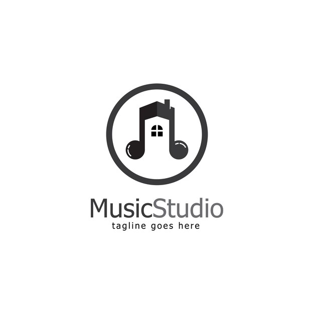 music studio logo template design vector