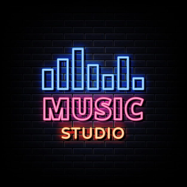 Testo di stile delle insegne al neon dello studio musicale