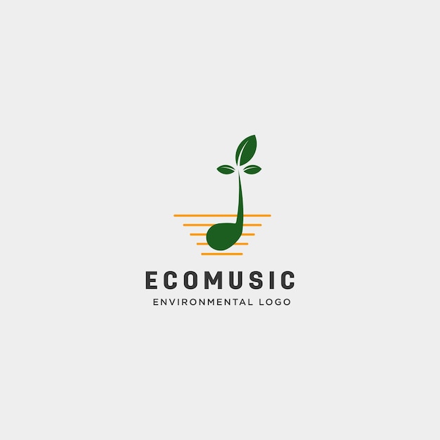 Simbolo musicale foglia natura semplice logo modello illustrazione vettoriale icona elemento - vector