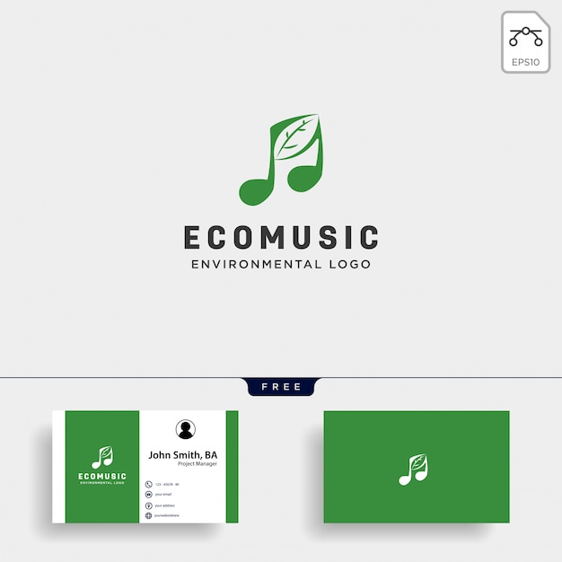 Music symbol leaf nature simple logo template