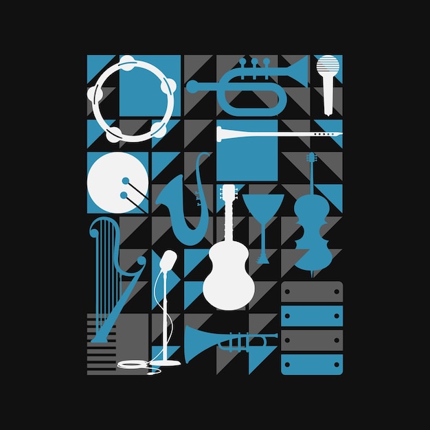 Music t-shirt design with instruments