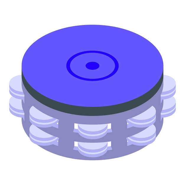 벡터 음악 탬버린 아이콘 흰색 배경에 고립된 웹 디자인을 위한 음악 탬버린 벡터 아이콘의 아이소메트릭
