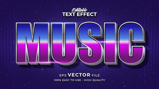 Vector music text in colorful gradient with glowing effect and futuristic style