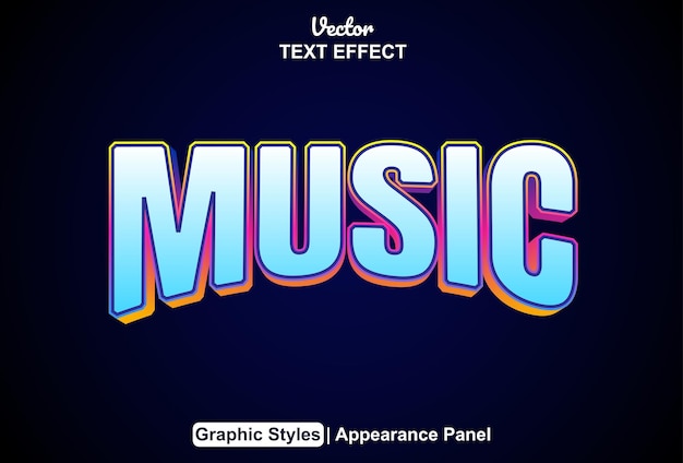 music text effect with blue graphic style and editable