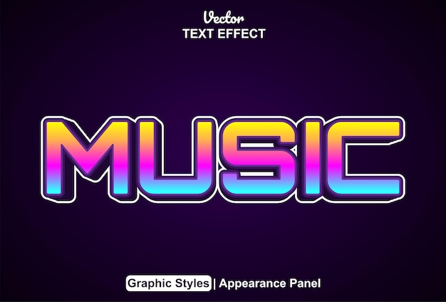 Vector music text effect with graphic style and editable