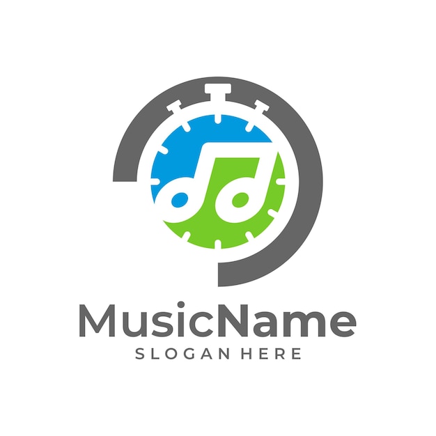 Music Time Logo Vector Icon Illustration Time Music logo design template