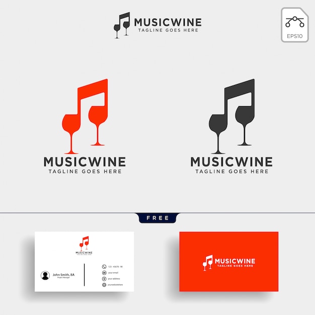 Vector music wine logo template illustration