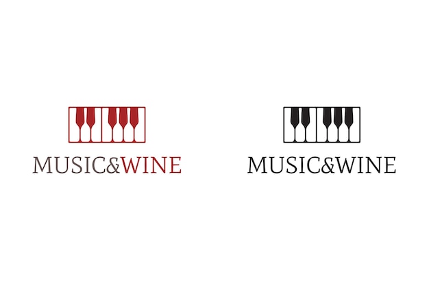 Modello di logo di musica e vino