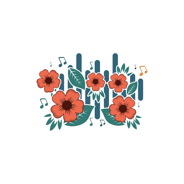 Music with flower vector music nature logo vector music design for tshirts fashion and other