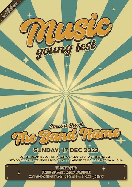 Vector music young fest poster template