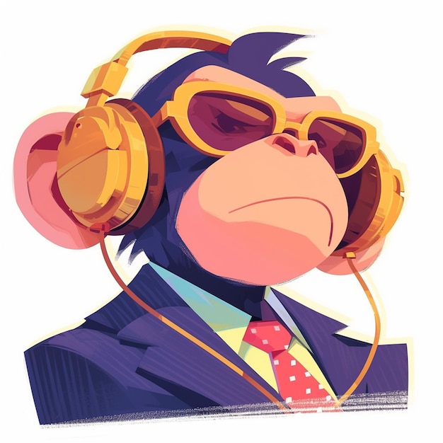 A musical chimpanzee judge cartoon style