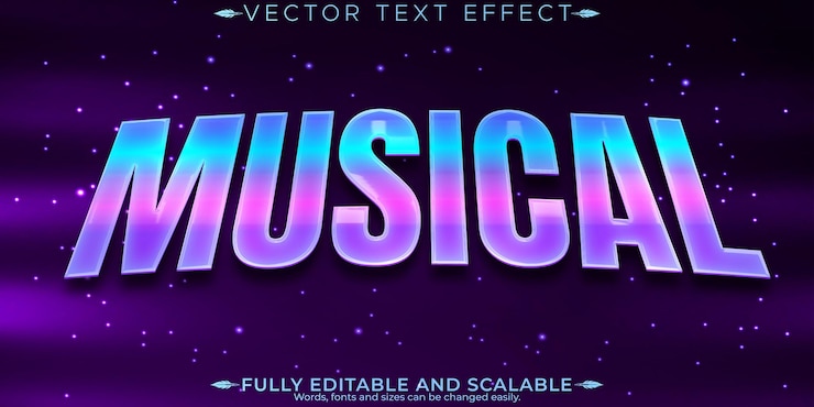 Vector musical editable text effect editable song and music text style