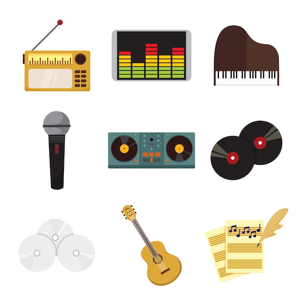 Vector musical equipment instrument set