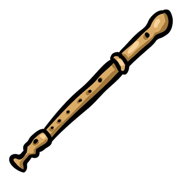 Vector musical instrument flute doodle icon