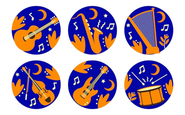 musical instrument sticker pack