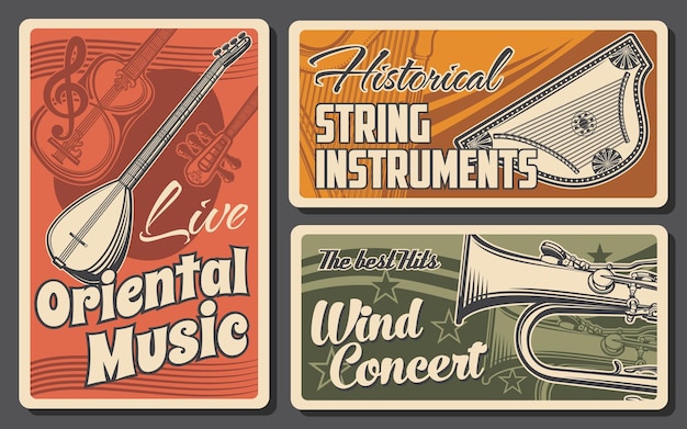 Vector musical instruments of classic and oriental music