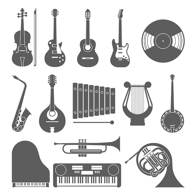 Vector musical instruments icons