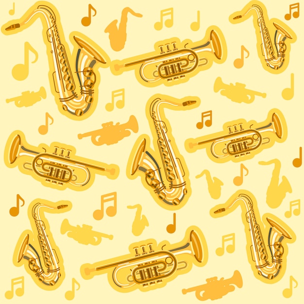 Musical instruments saxophone and cornet pattern