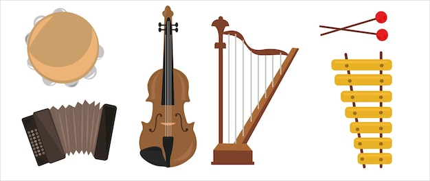 Musical instruments vector Music instrument hand drawing vector illustration