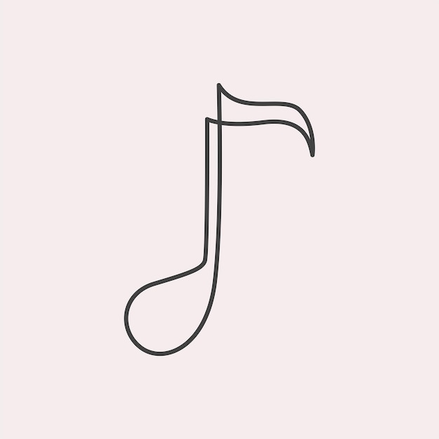 Musical note design in simple line art style