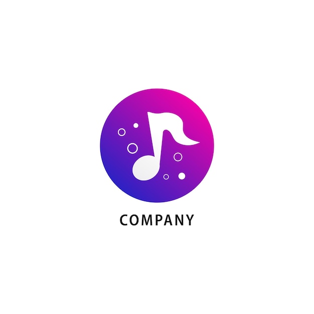 Музыкальная нота с шаблоном дизайна логотипа пузыря Фиолетовый фиолетовый красный пурпурный цветовой градиент Векторная иллюстрация