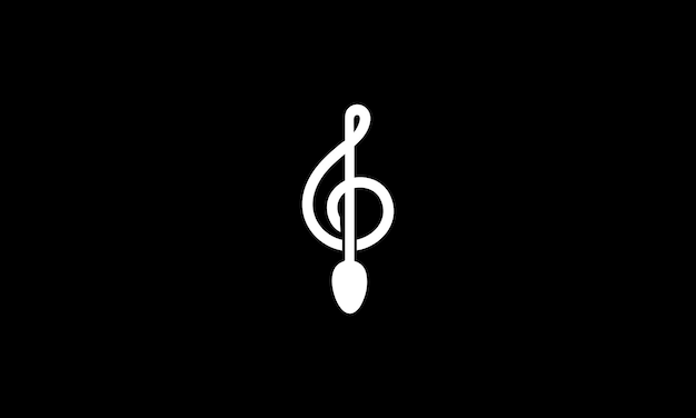 Musical note with spoon restaurant logo vector symbol icon design illustration