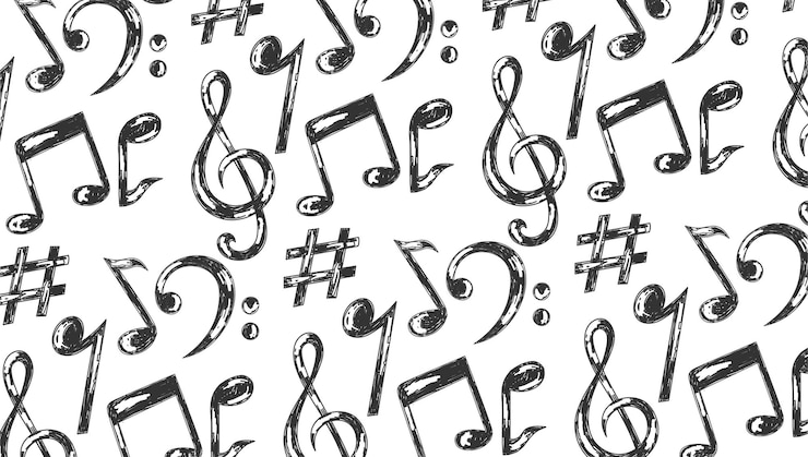 Vector musical notes and basic musical scales