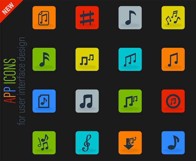 Vector musical notes icon set