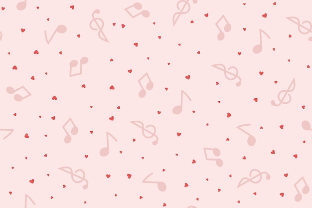 Vector musical notes valentines day pattern