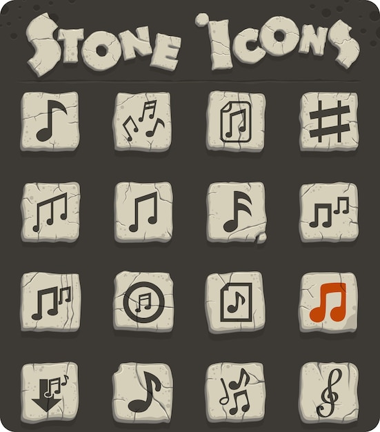 Musical notes web icons for user interface design