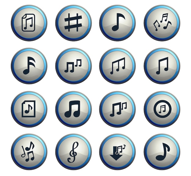 Musical notes web icons for user interface design