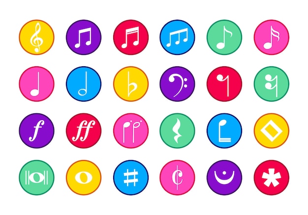 Vector musical symbols and stave icon set collection of music note symbols collection of a musical notes