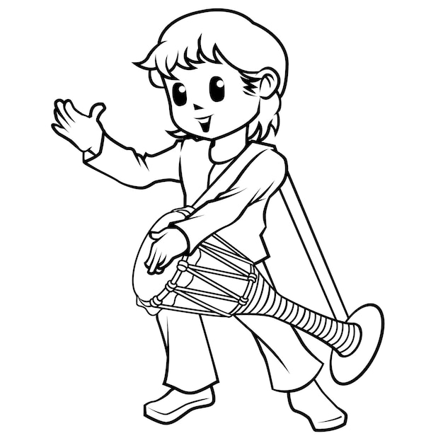 Vector musician cartoon character coloring page