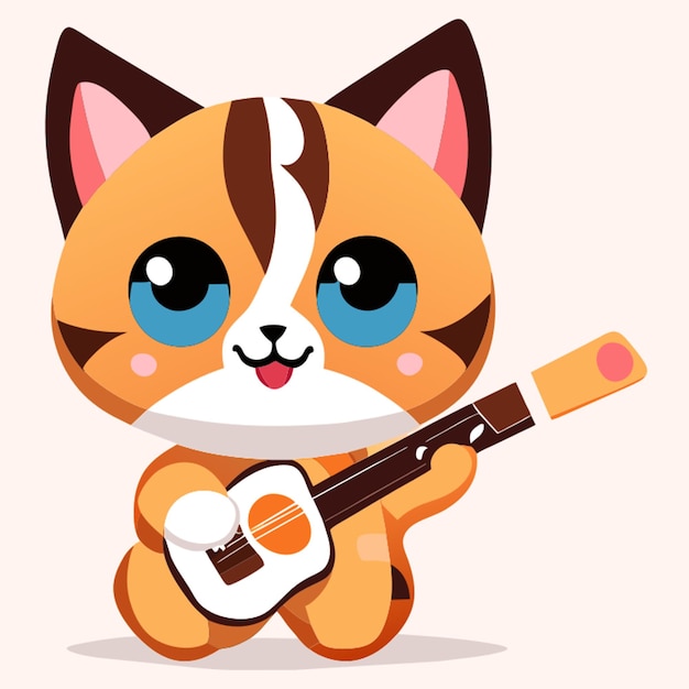 Vettore musico gatto stile kawaii vettore mose vettore illustrazione kawaii