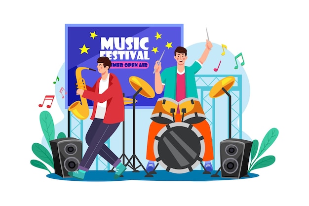 Musician Illustration concept on white background