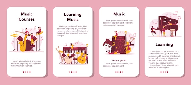 Musician and music course mobile application banner set