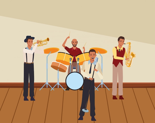 Vector musician playing in a band