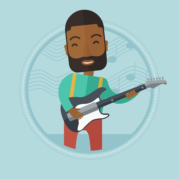 Vector musician playing electric guitar