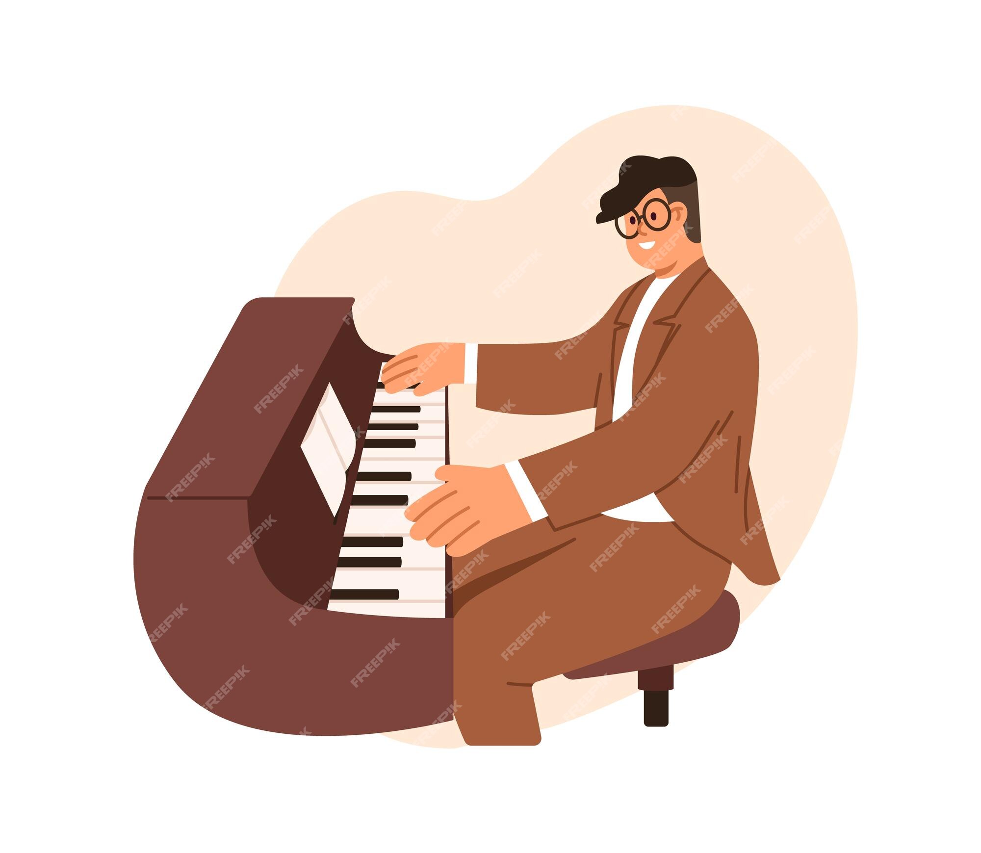 Piano online class isolated cartoon Royalty Free Vector