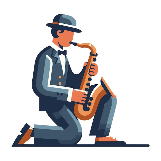 Musician playing saxophone music player performing solo holding sax instrument in hands