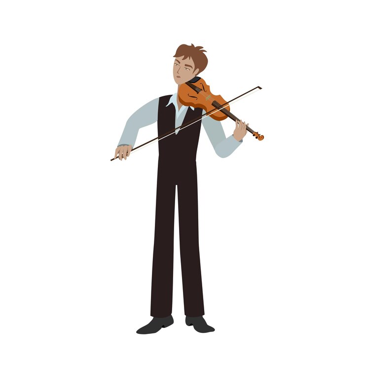 Vector the musician plays the violin. classical music performer. violin playing.