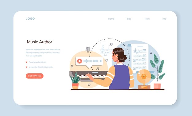 Музыкант, автор веб-баннера или целевой страницы, пишет музыку и играет
