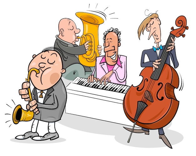 musicians characters playing jazz music