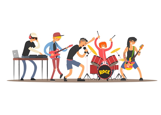 Musicians on a concert. illustration